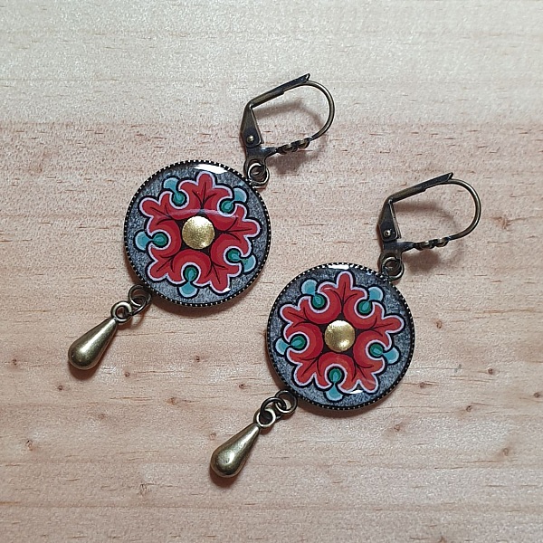 Pendientes colgantes flor rom&aacute;nica