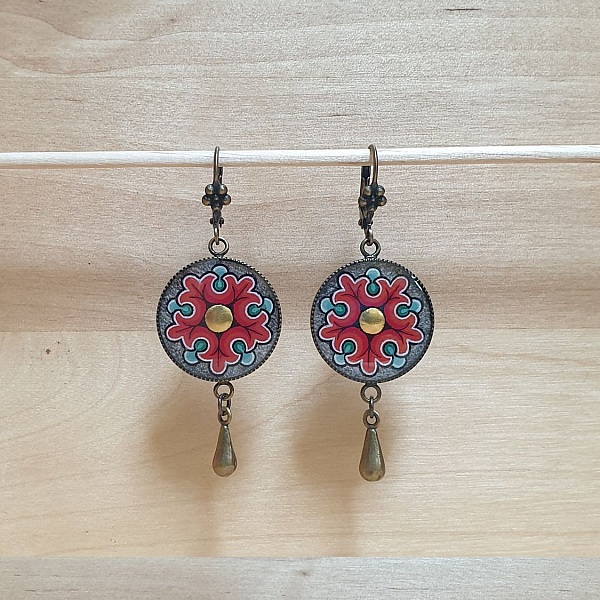 Pendientes colgantes flor rom&aacute;nica