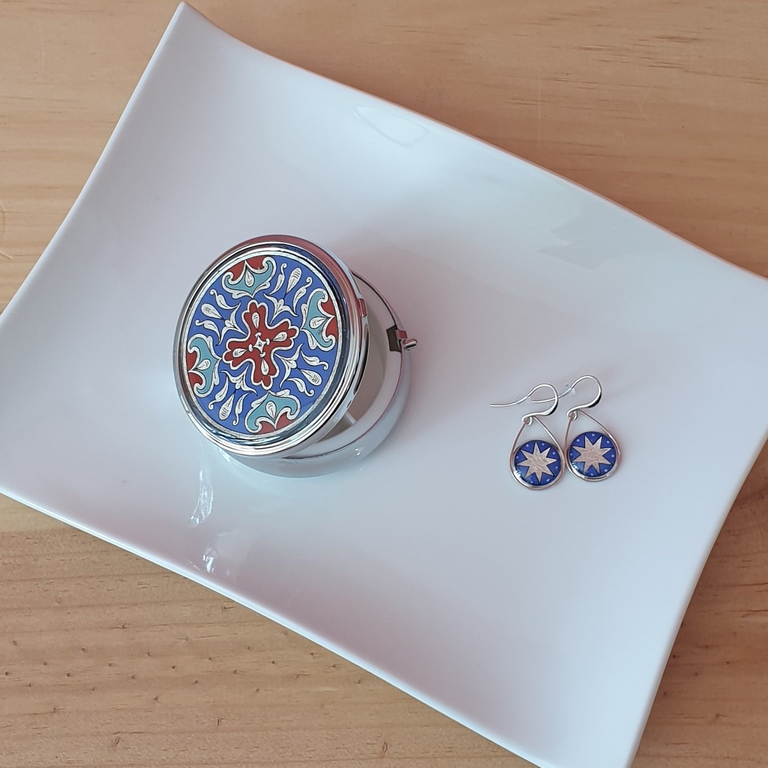 Boucles d'oreille enluminure &eacute;toile d'argent