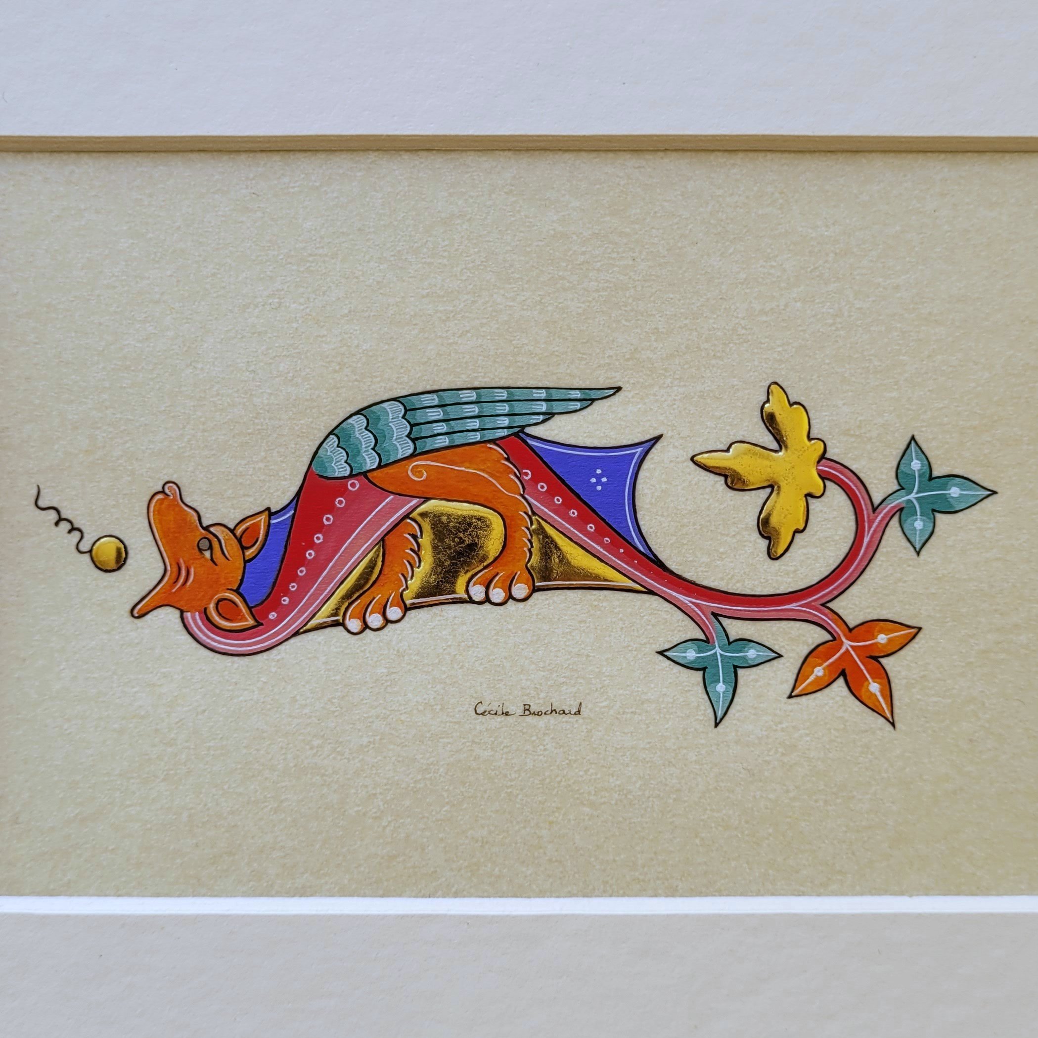 Petit dragon gothique &agrave; t&ecirc;te orange