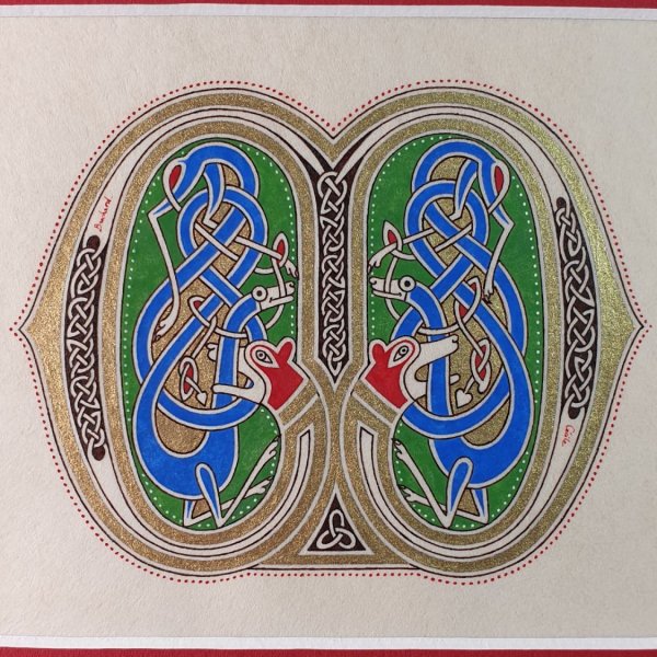 Letra M iluminada de estilo franco-saj&oacute;n