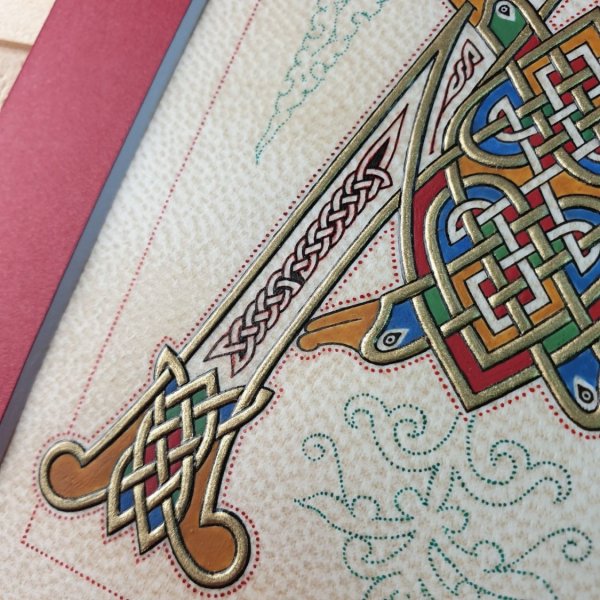 Letra A iluminada en estilo franco-saj&oacute;n