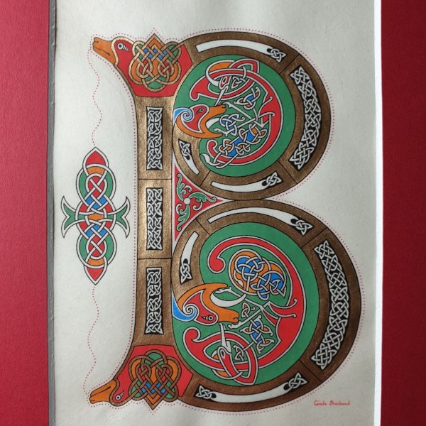 Letra B iluminada de estilo franco-saj&oacute;n