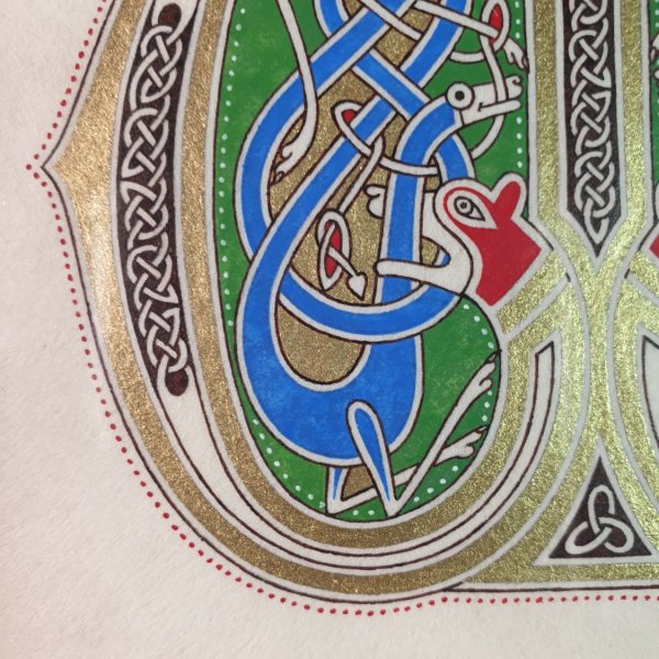 Letra M iluminada de estilo franco-saj&oacute;n