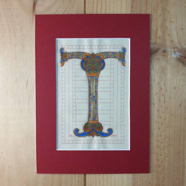 Letra T iluminada de estilo franco-saj&oacute;n