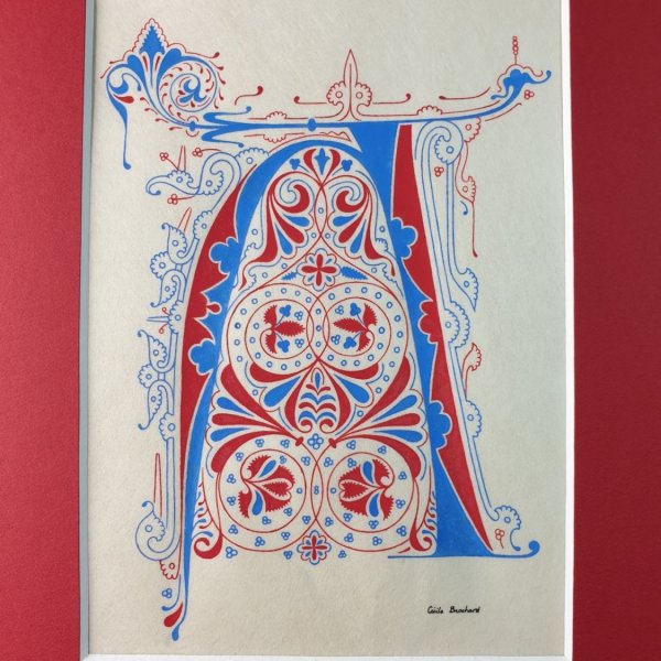 Letra A iluminada en estilo g&oacute;tico