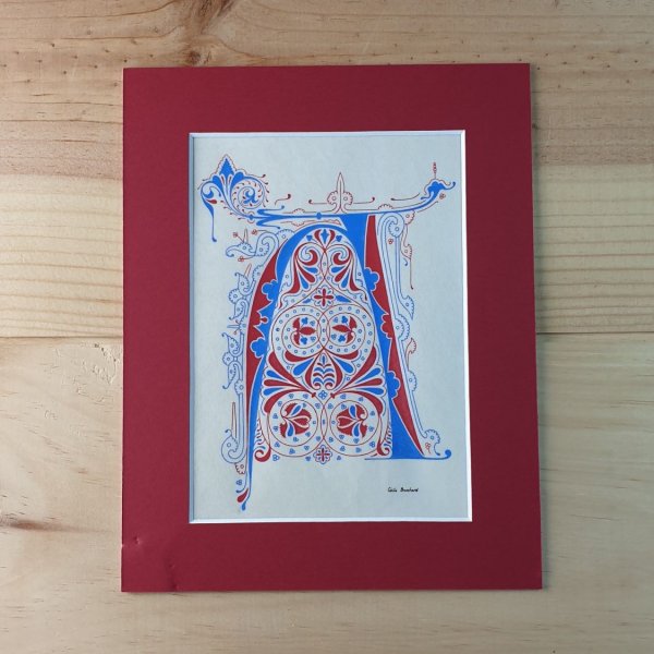 Letra A iluminada en estilo g&oacute;tico