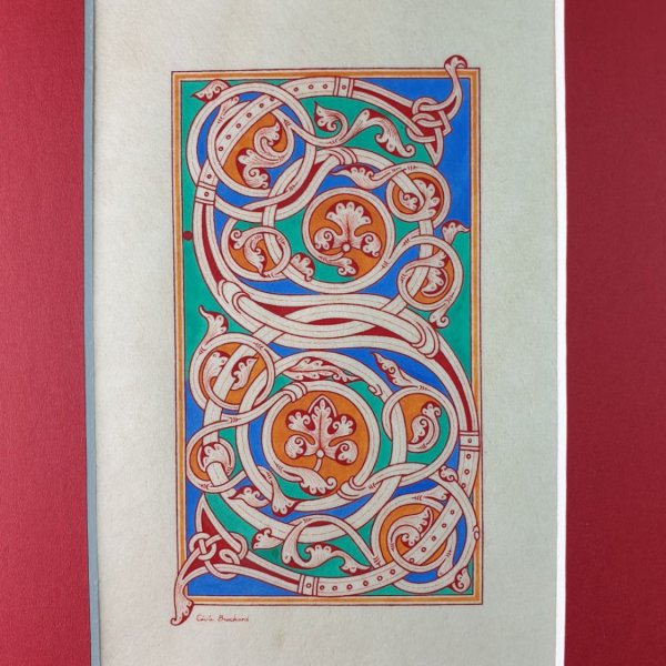 Letra S iluminada en estilo rom&aacute;nico