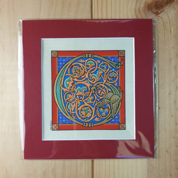 Letra G iluminada en estilo rom&aacute;nico