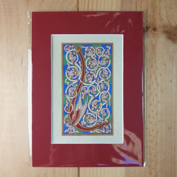 Letra L iluminada en estilo rom&aacute;nico