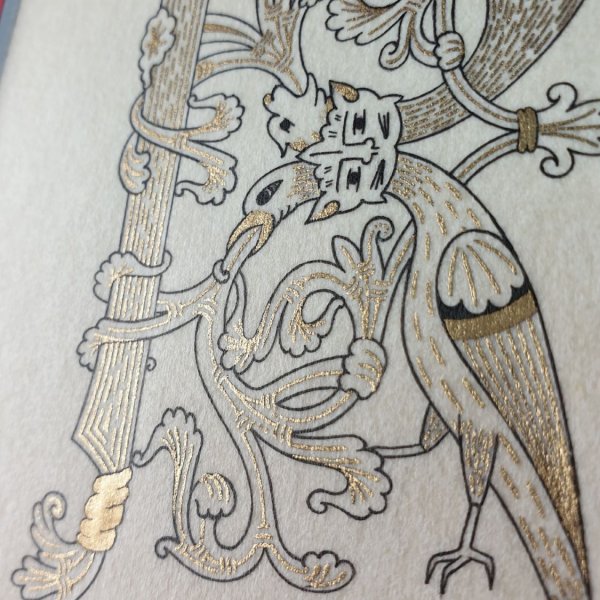 Letra R iluminada en estilo rom&aacute;nico