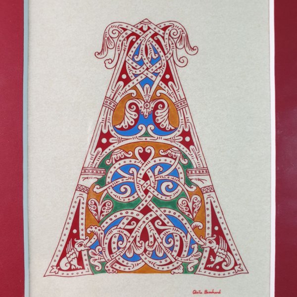 Letra A iluminada en estilo rom&aacute;nico