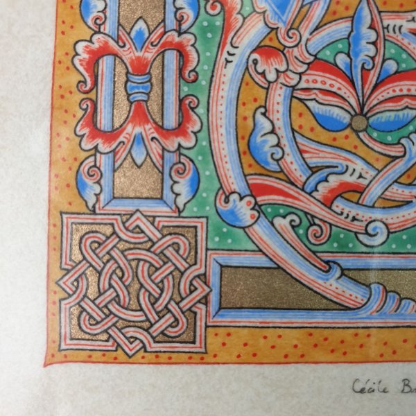 Letra L iluminada en estilo rom&aacute;nico