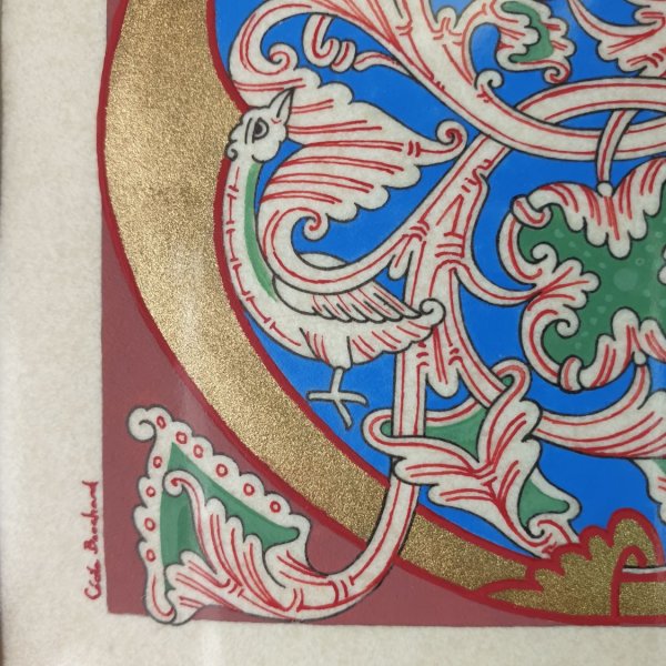 Letra C iluminada en estilo rom&aacute;nico