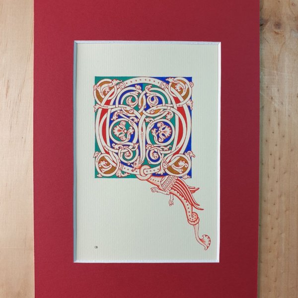 Letra Q iluminada en estilo rom&aacute;nico