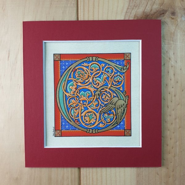 Letra G iluminada en estilo rom&aacute;nico