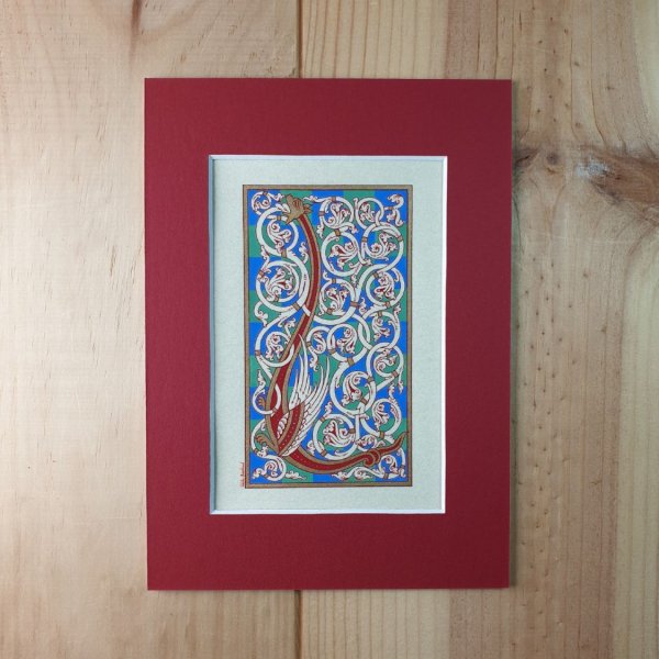 Letra L iluminada en estilo rom&aacute;nico