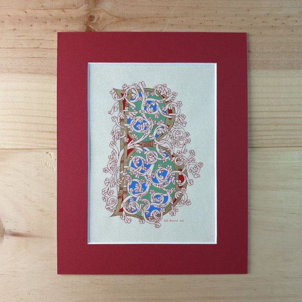 Letra B iluminada en estilo rom&aacute;nico